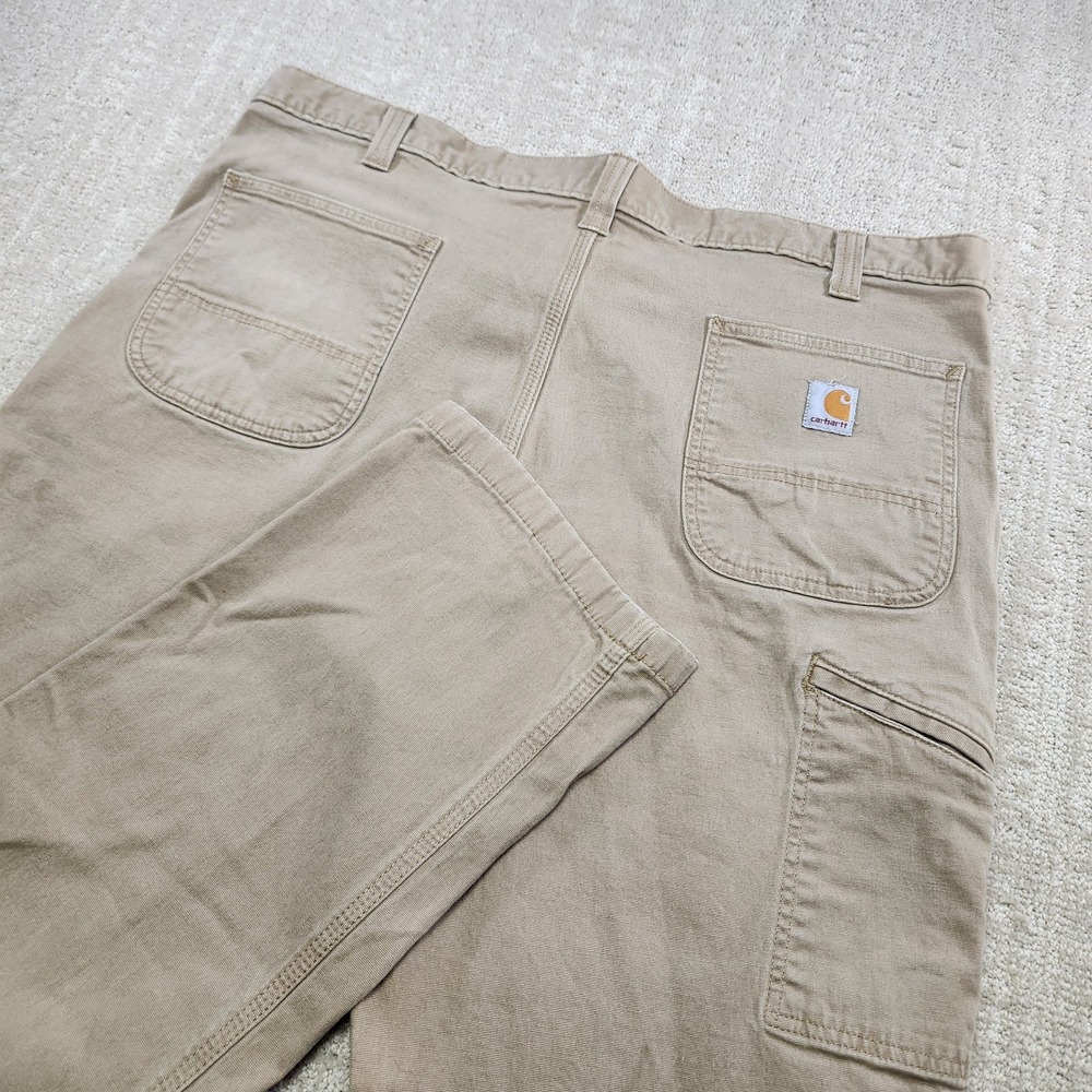 Carhartt Pants Men 42x32 Rugged Flex Stretch Canvas Relaxed Workwear Beige Work